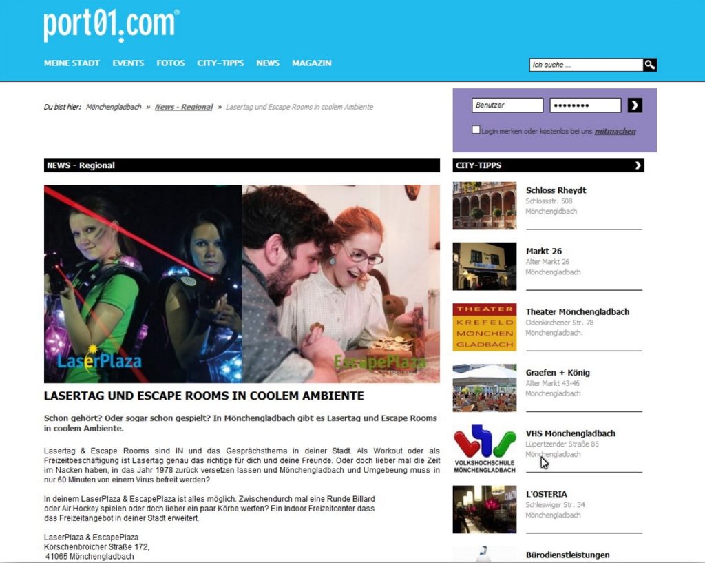 port01 laserplaza escapeplaza bericht moenchengladbach